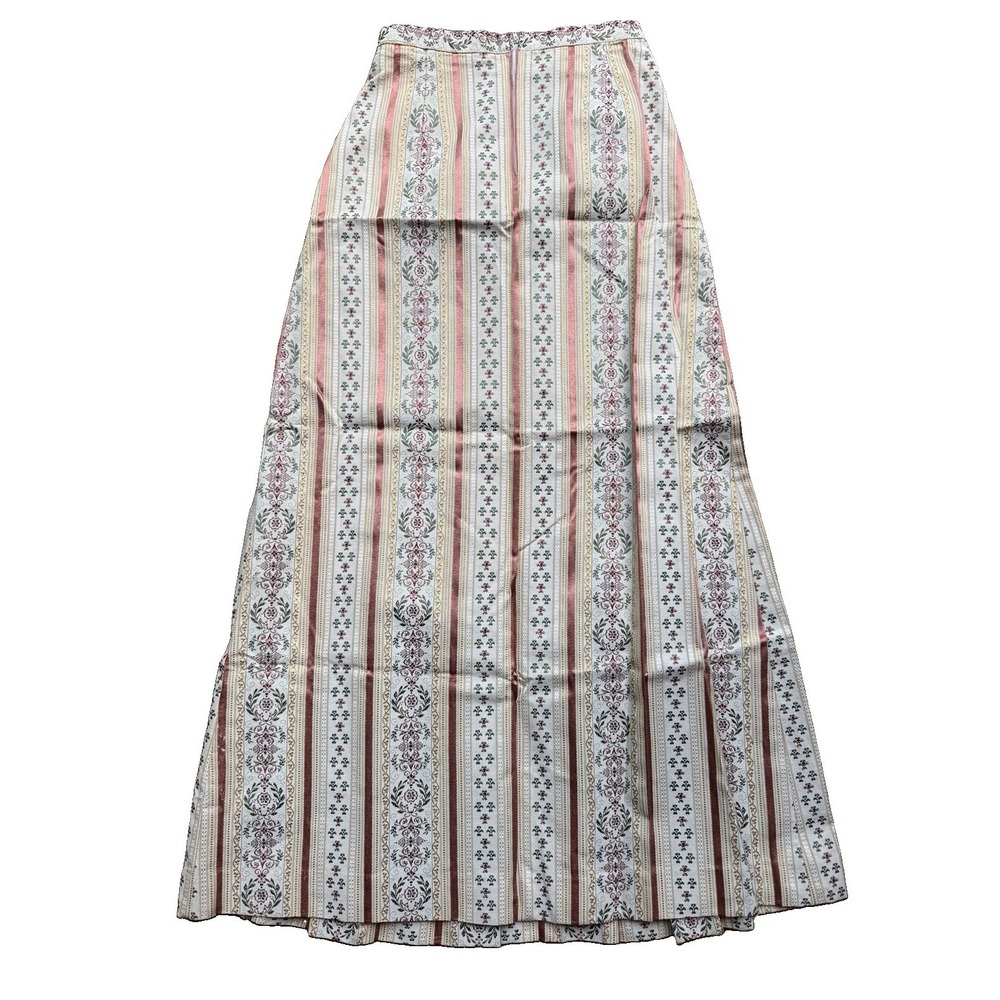 VTG John Meyer Tapestry Maxi Skirt Sz 14/Modern 8 Floral Equestrian Pleated 60's